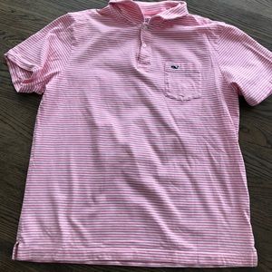 vineyard vines pink+ white short sleeve polo